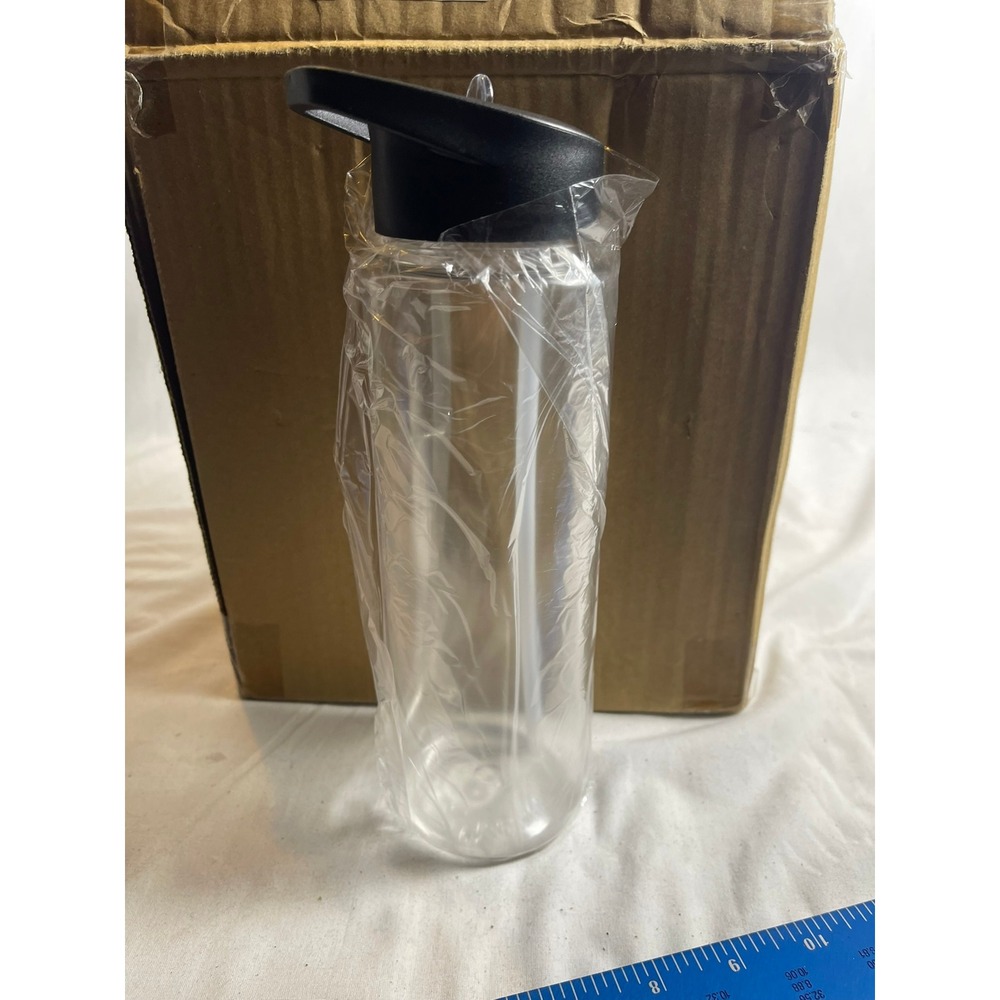 Yeslogic 6-Pack Clear Plastic Water Bottles with Black Flip Straw Lids CK0005